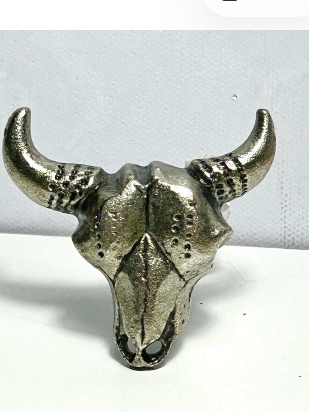Metallic Bull Skull Accent Sculpture - Silver Home Accent